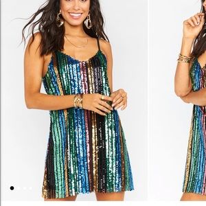 Show Me Your Mumu Vivian Slip Dress Stripe Sequins